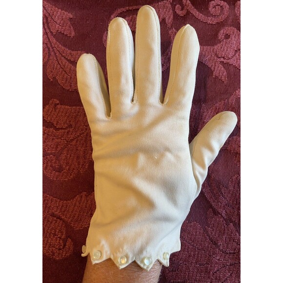 Vintage Evening Gloves Womens Ivory Estate Sale Cotton Likely Small Formal - Picture 1 of 8